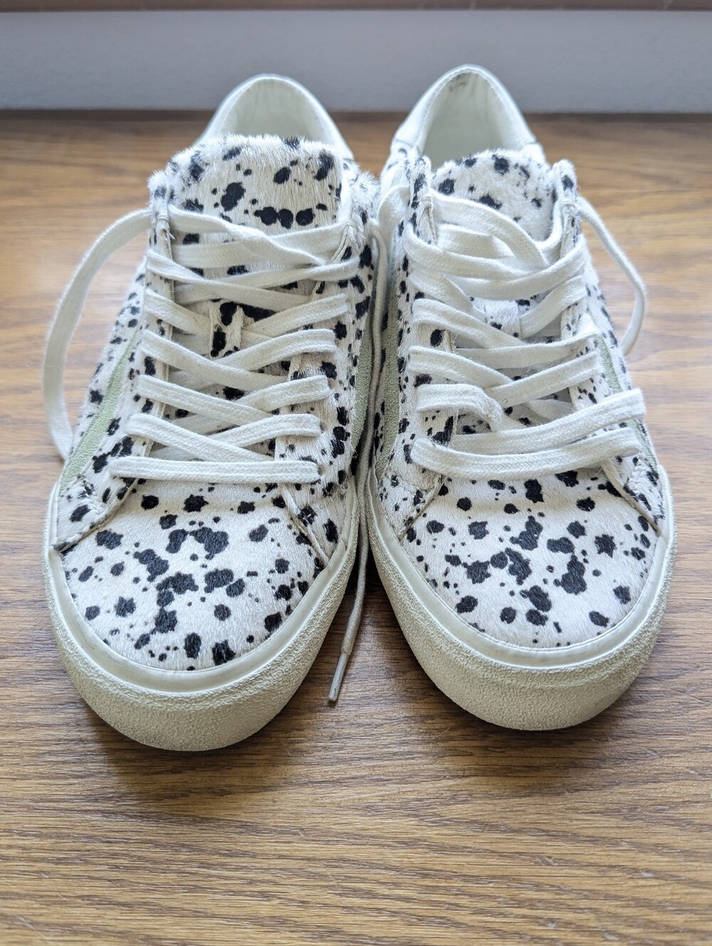 Madewell Sidewalk Low-Top Sneakers in a spatter-painted calf hair design